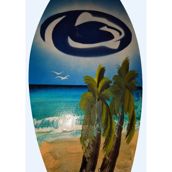 Handpainted Cancun Mexico Tiki Artboard 17x7 Inches Coastal Beach Decor - Picture 3 of 6